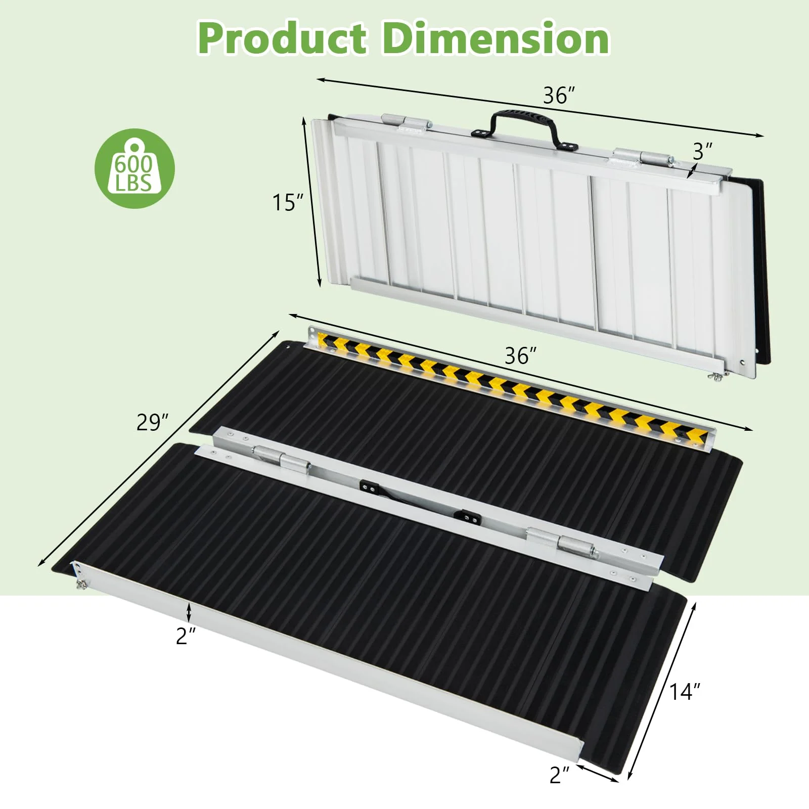 Goplus Portable Aluminum Wheelchair Ramp - Image 8