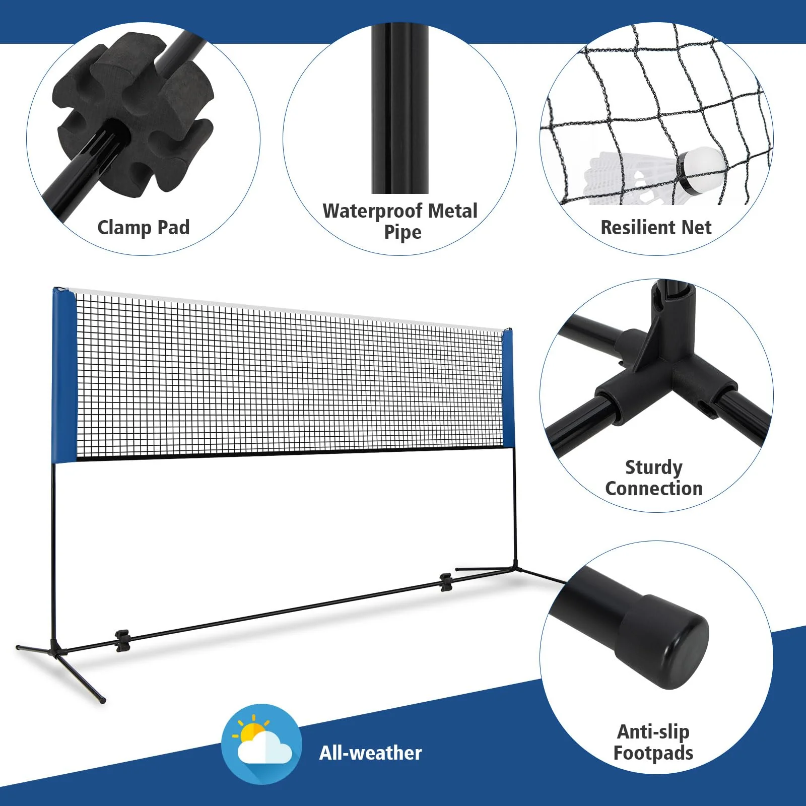 Goplus Portable Badminton Net Set, 10FT Volleyball Pickleball Net - Image 4