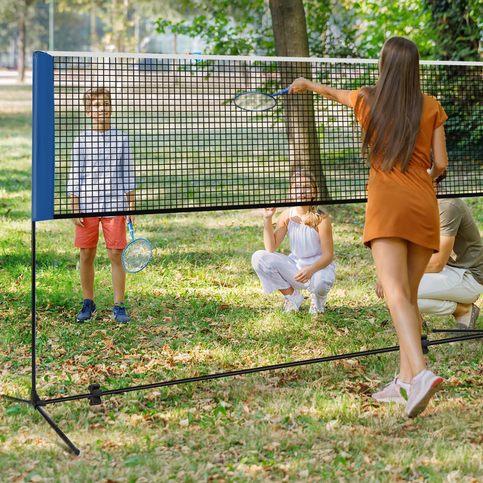 Goplus Portable Badminton Net Set, 14FT Volleyball Pickleball Net - Image 9