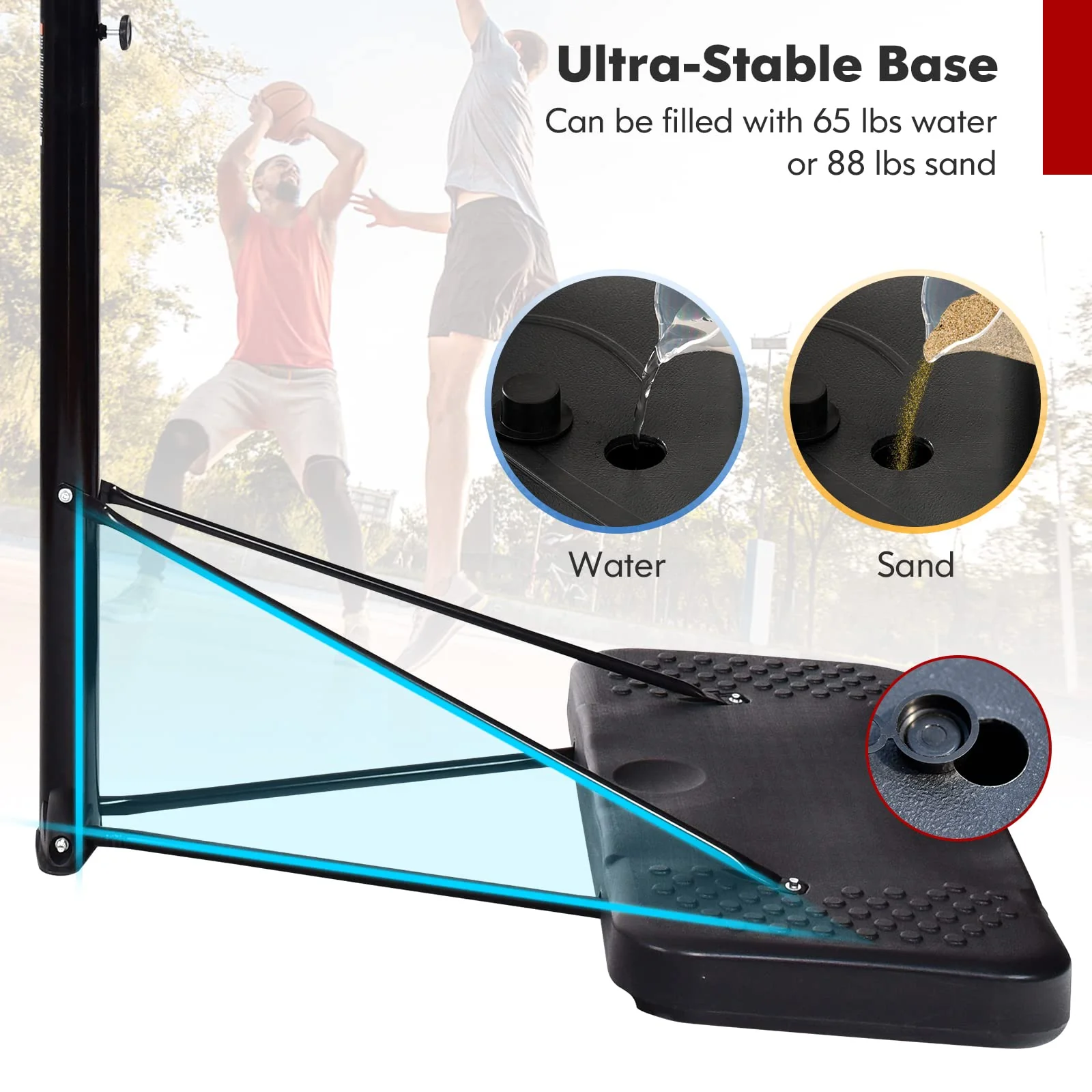 Goplus Portable Basketball Hoop Outdoor, 6.5FT- 10FT Height Adjustable Basketball Stand with Wheels - Image 5