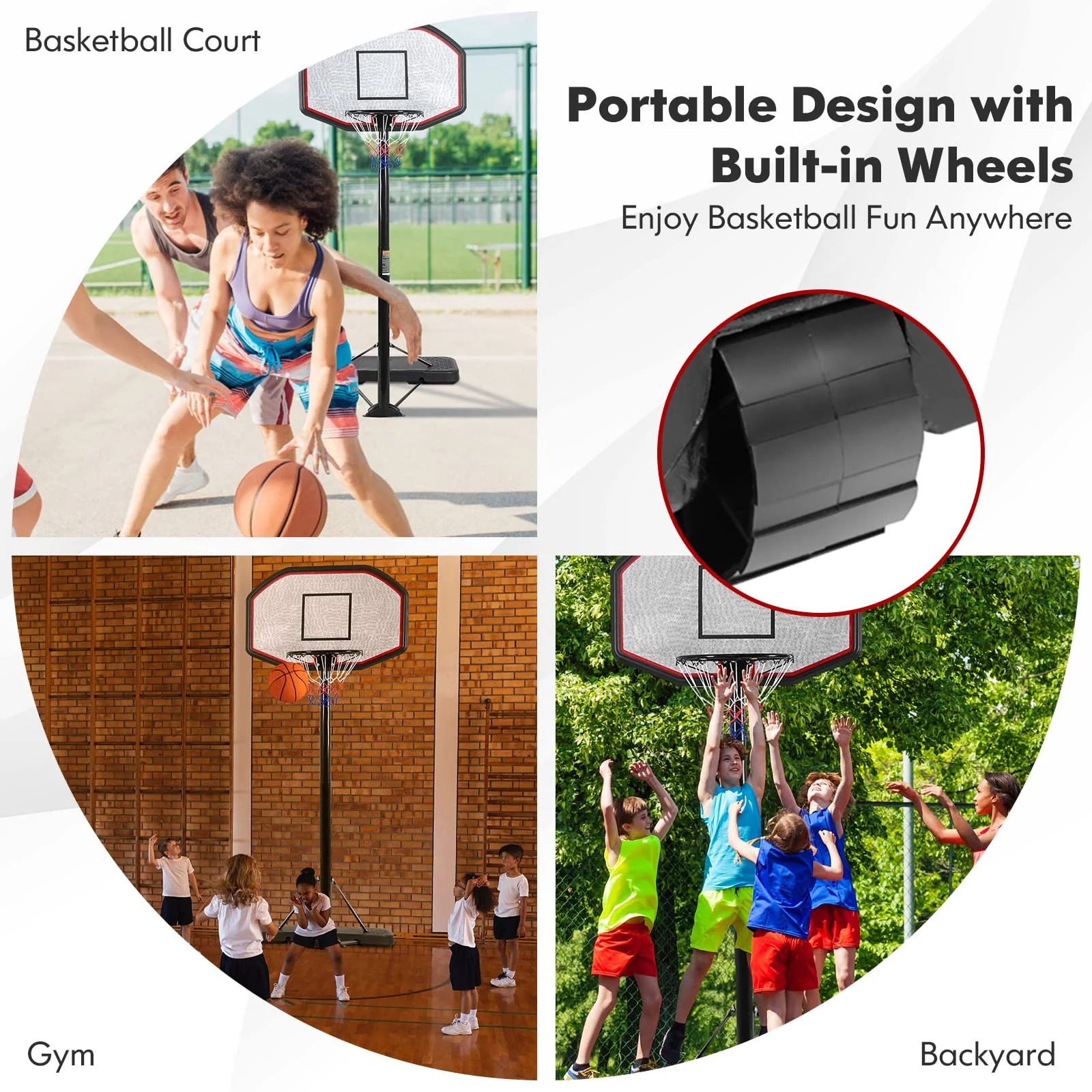 Goplus Portable Basketball Hoop Outdoor, 6.5FT- 10FT Height Adjustable Basketball Stand with Wheels - Image 8