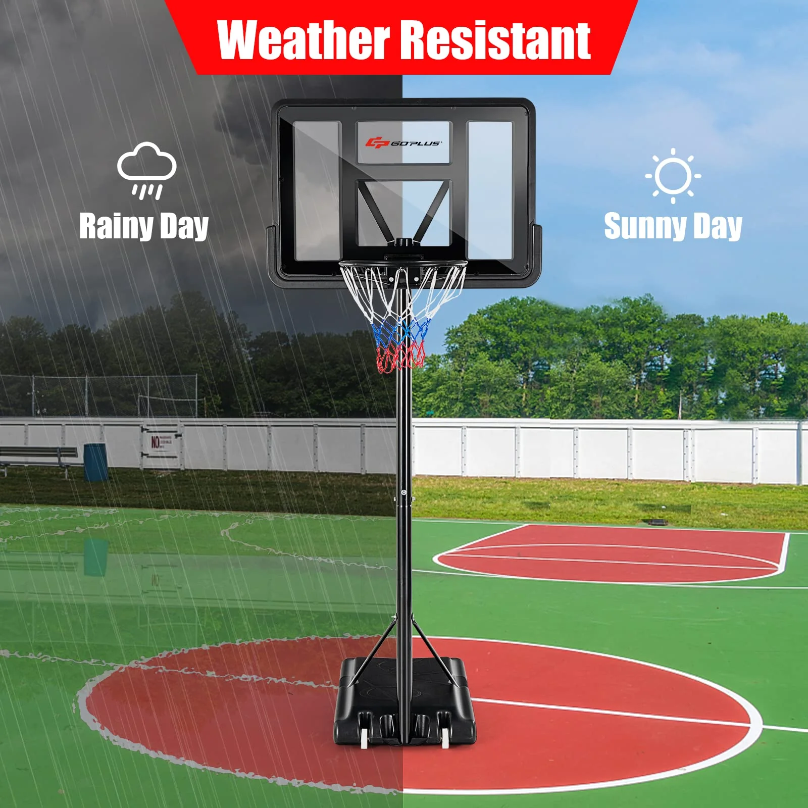 Goplus Portable Basketball Hoop Outdoor, 4.5FT-10FT Height Adjustable Basketball Goal System - Image 9