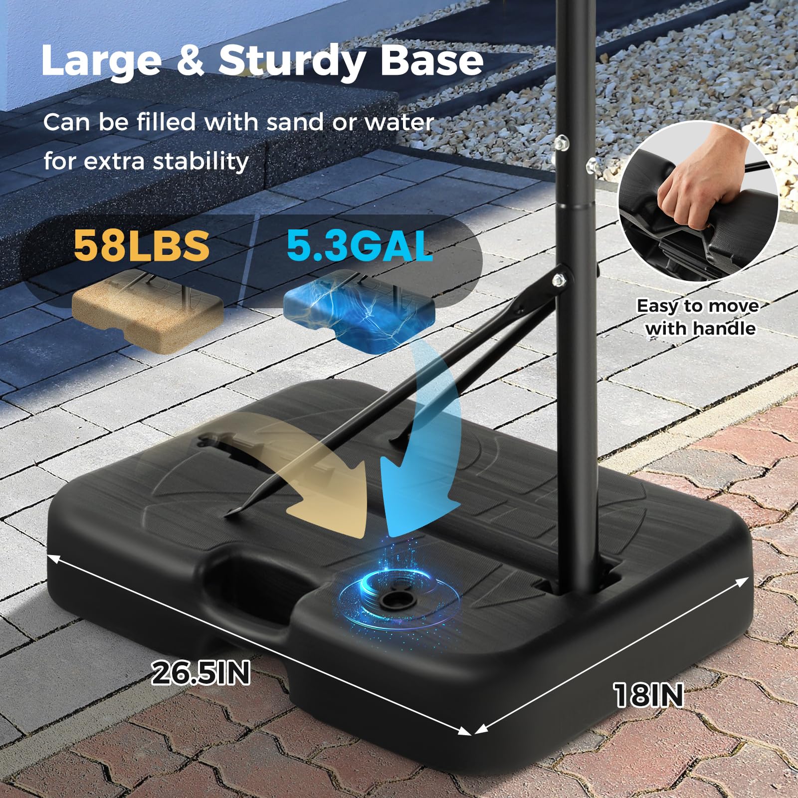 Goplus Portable Basketball Hoop Outdoor, 5.6-6.5 FT Height Adjustable Basketball Goal System with Shatterproof Backboard - Image 6