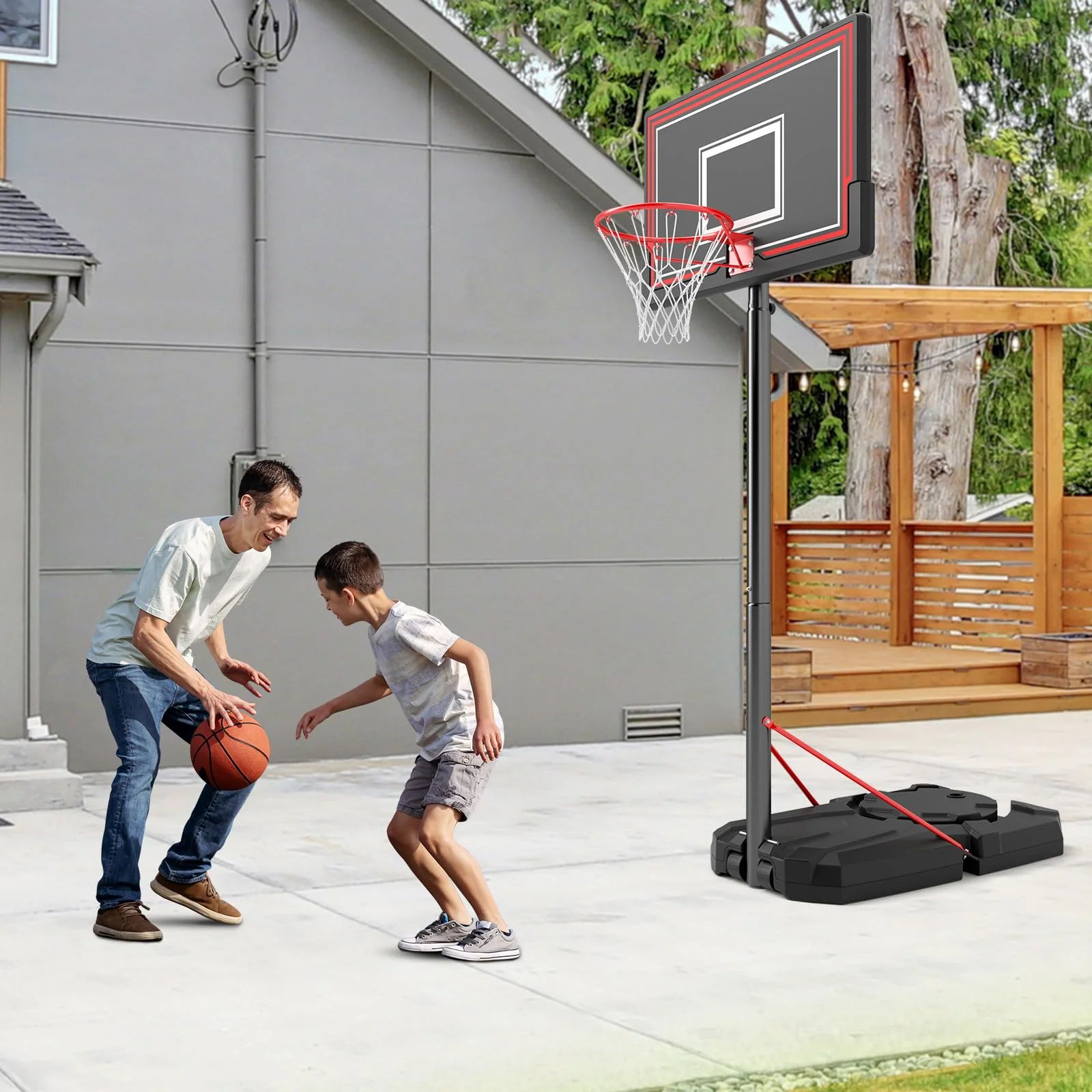 Goplus Portable Basketball Hoop Outdoor, 7.5-10 FT Height Adjustable Basketball Goal System with 44” Shatterproof Backboard - Image 9