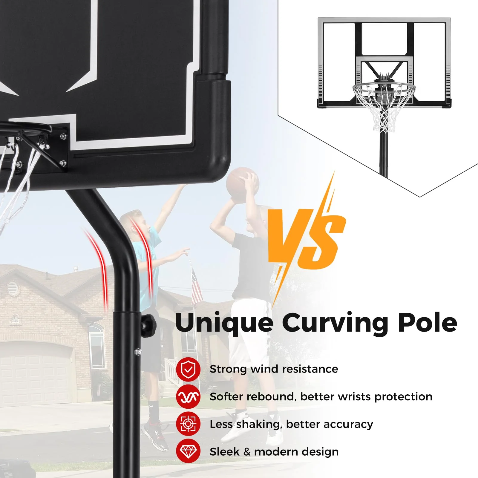 Goplus Portable Outdoor Basketball Hoop, 6.9-8.5 FT Adjustable Basketball Goal System w/Fillable Base - Image 8