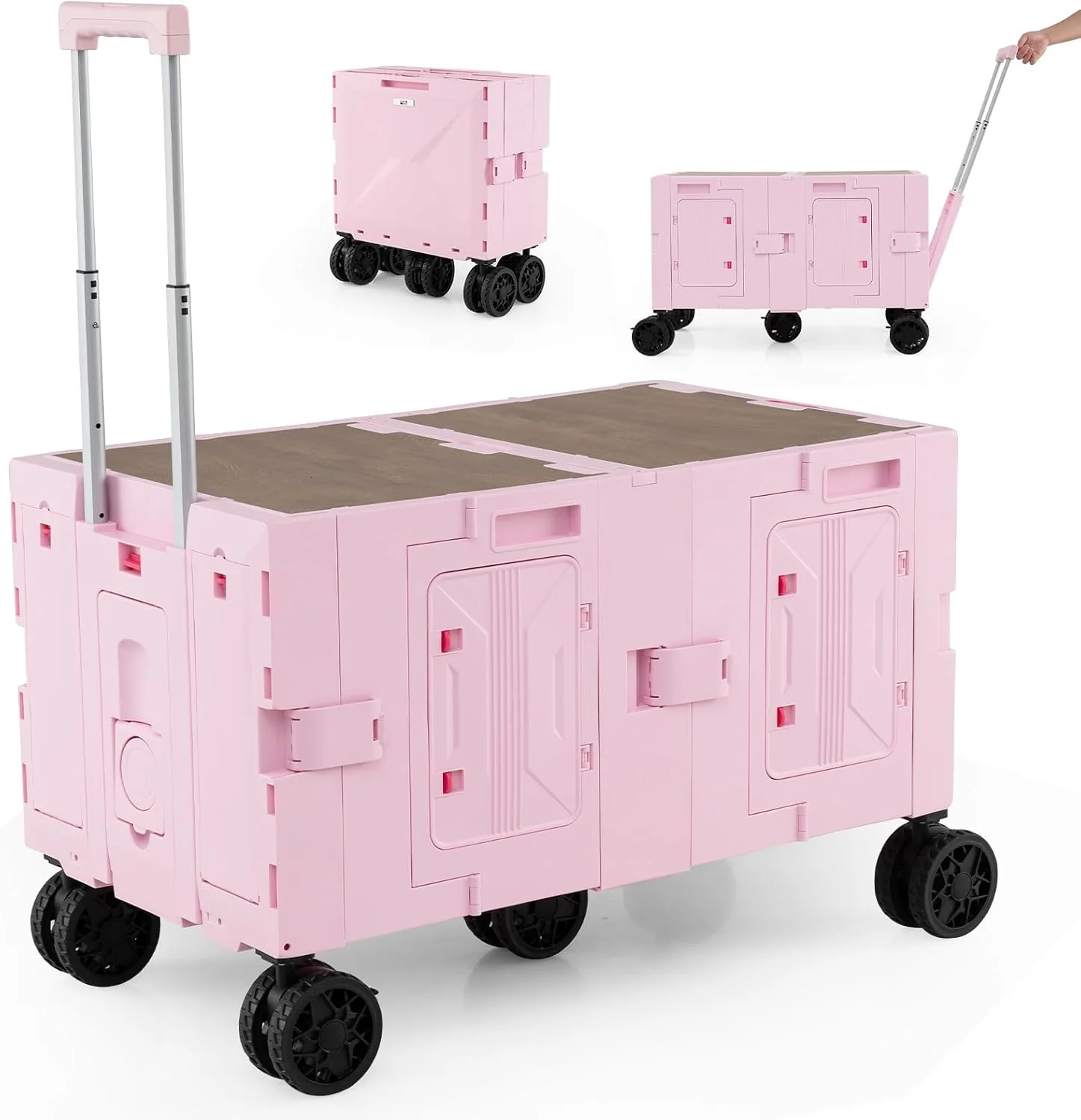 Goplus Portable Rolling Trolley Collapsible Cart for Grocery Shopping Camping & Travel - Image 10