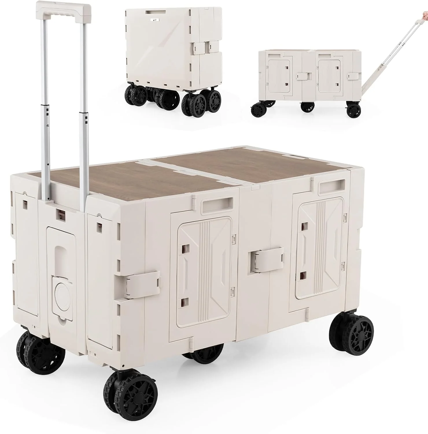 Goplus Portable Rolling Trolley Collapsible Cart for Grocery Shopping Camping & Travel - Image 11