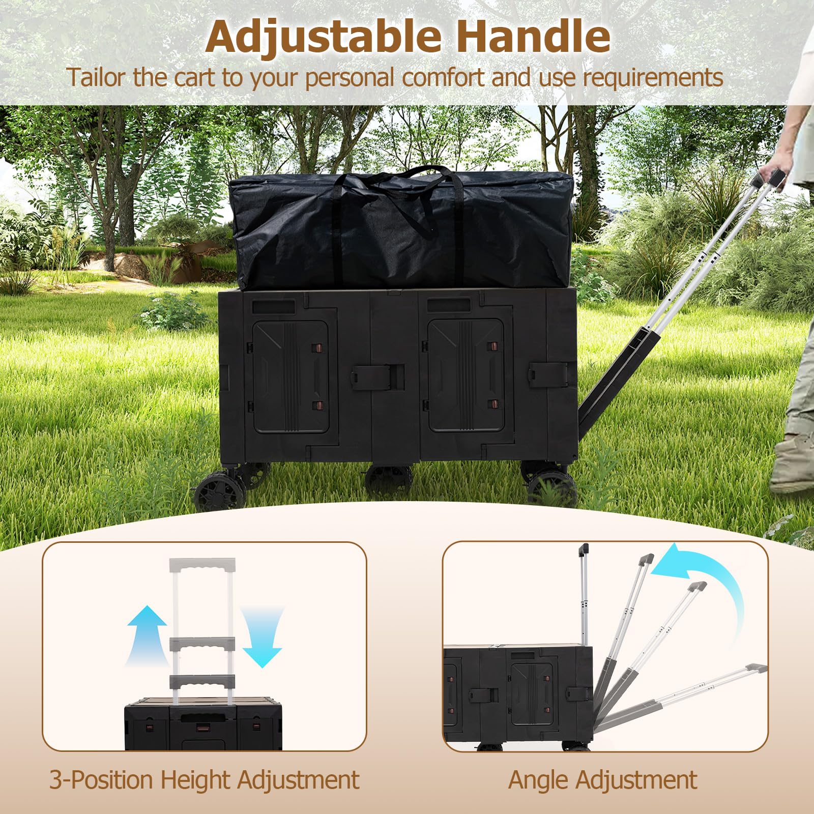 Goplus Portable Rolling Trolley Collapsible Cart for Grocery Shopping Camping & Travel - Image 6