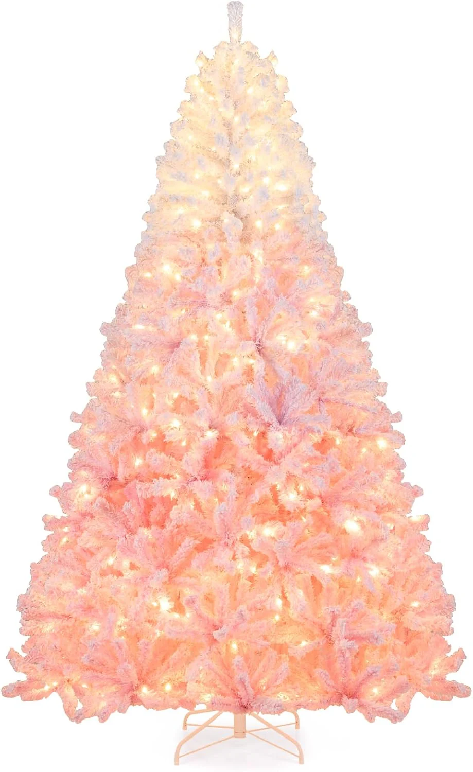 Goplus Pre-Lit Snow Flocked Christmas Tree | Artificial Hinged Xmas Full Tree - Image 19
