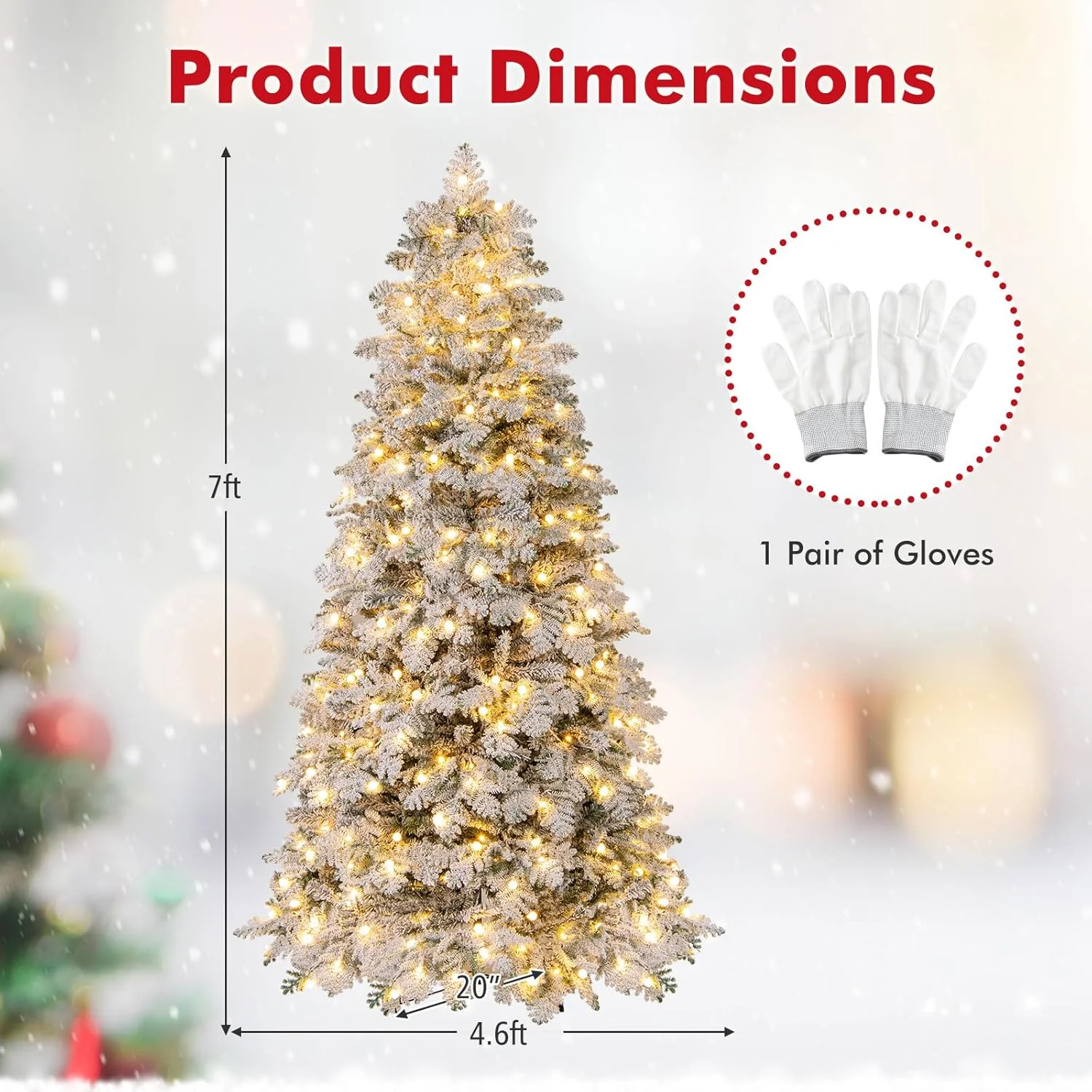 Goplus Pre-Lit Snow Flocked Christmas Tree with Mixed Branch Tips & LED Lights - Image 5