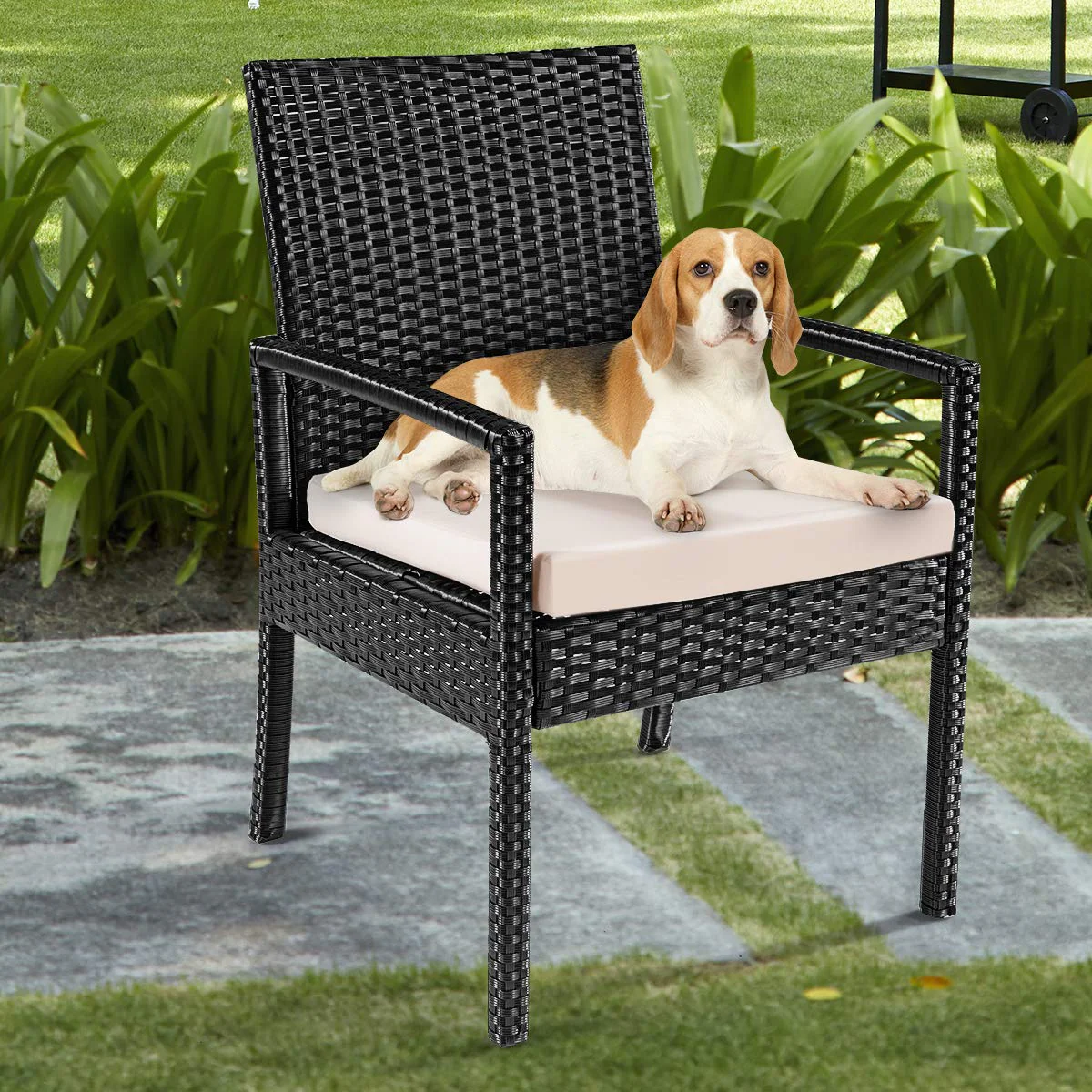 Goplus Rattan Furniture Set for Outdoor Patio Backyard Garden, 3-Piece Wicker Conversation Set - Image 6