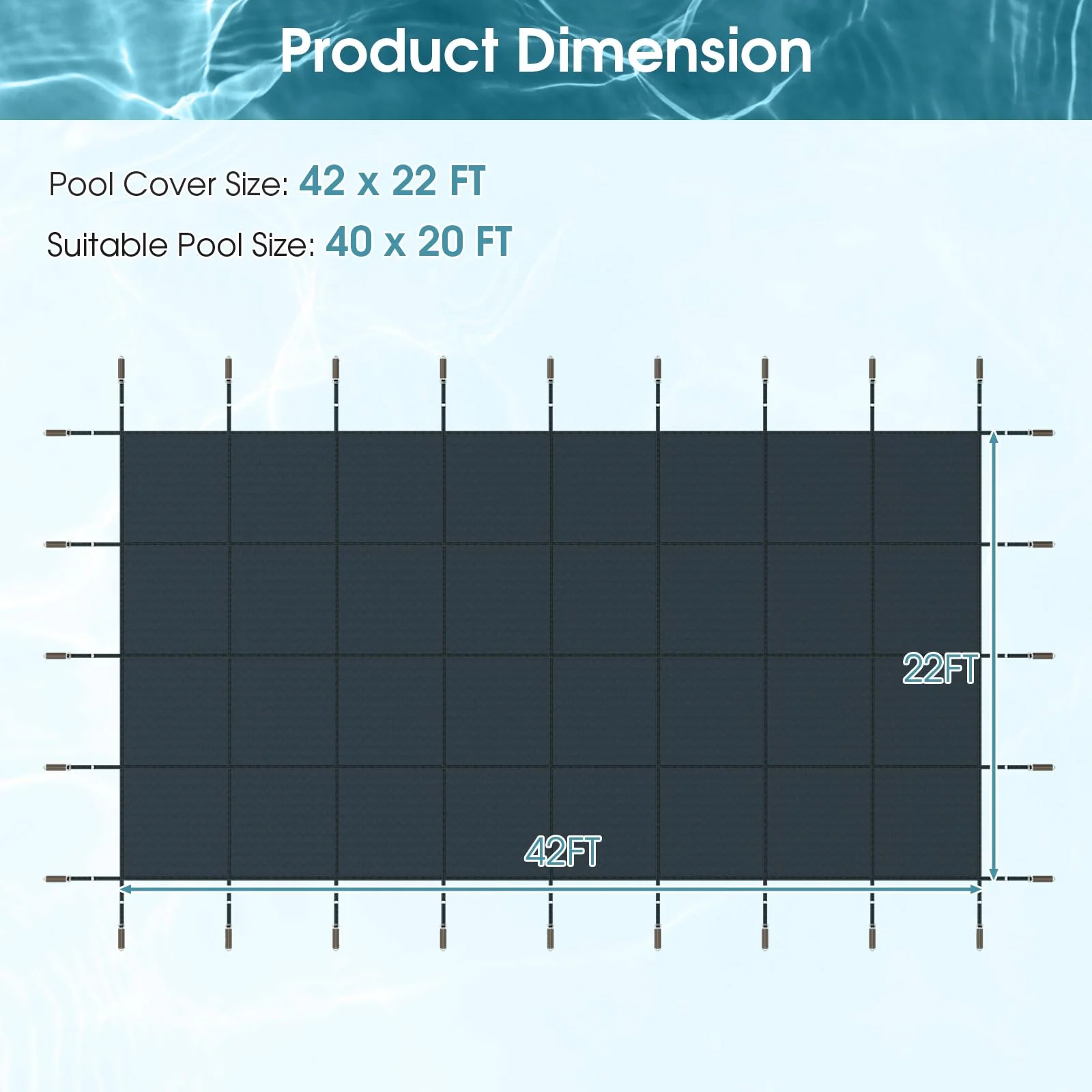 Goplus Safety Pool Cover, Fits 40FTx20FT Inground Swimming Pools, Rectangle Winter Leaf Pool Cover - Image 8