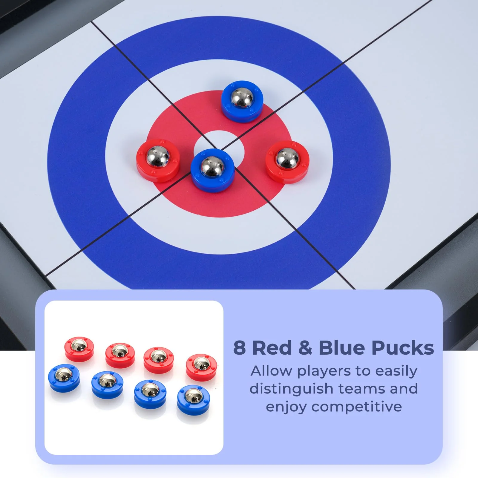 Goplus Shuffleboard and Curling 2 in 1 Board Game Combo Game Set for Adults - Image 6