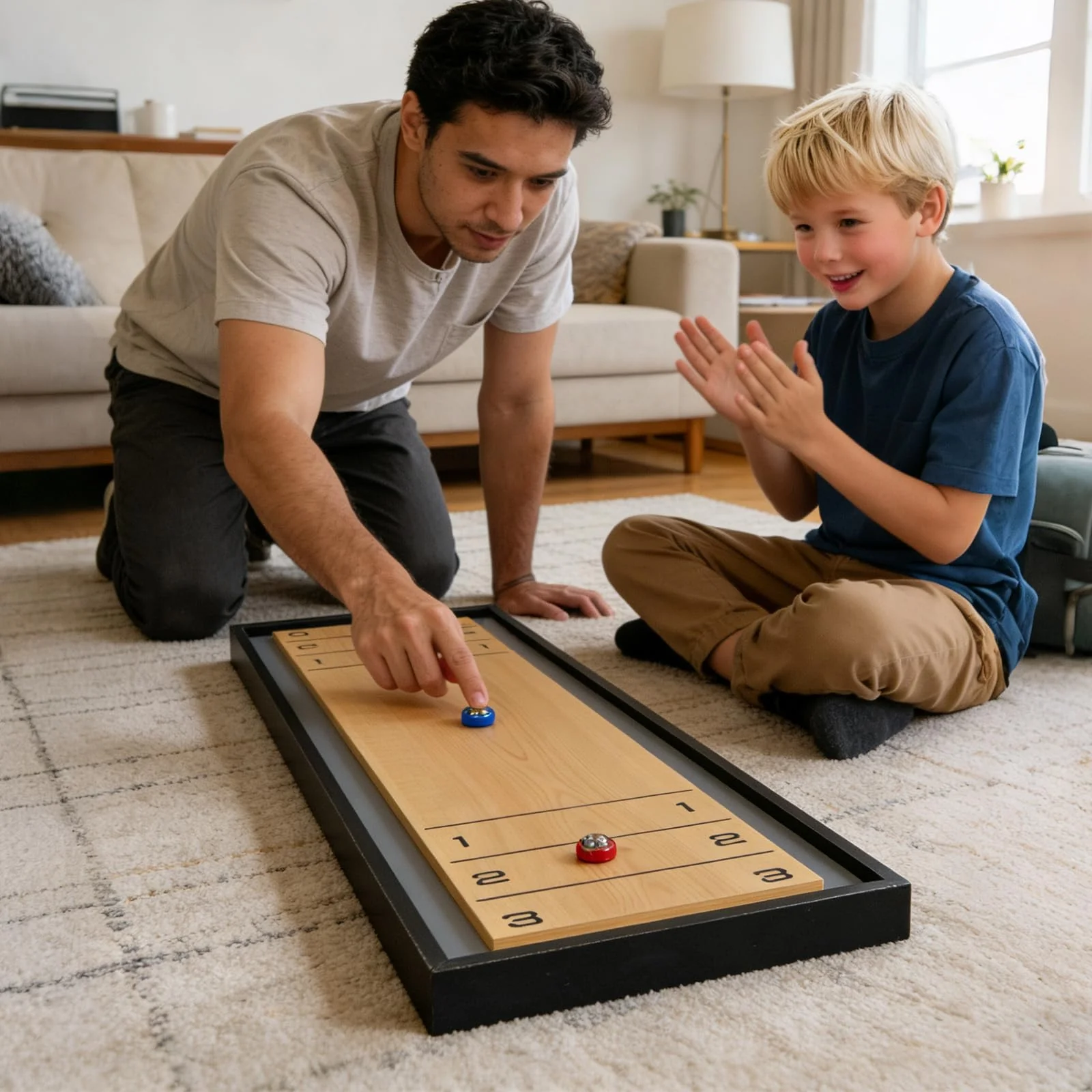 Goplus Shuffleboard and Curling 2 in 1 Board Game Combo Game Set for Adults - Image 8