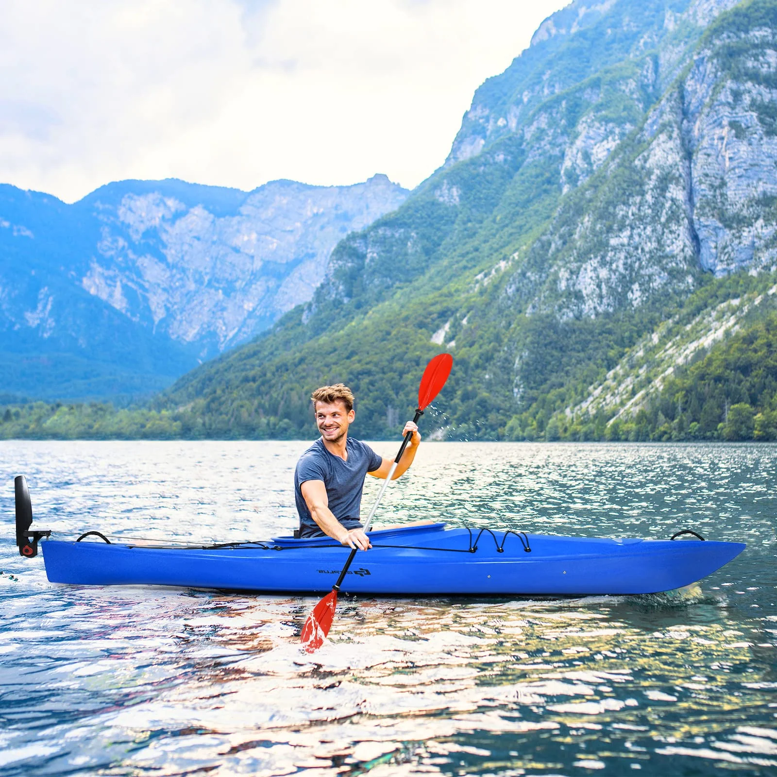 Goplus Single 12 FT Sit-in Kayak, Touring Fishing Keel Kayaks W/ Aluminum Paddle - Image 2
