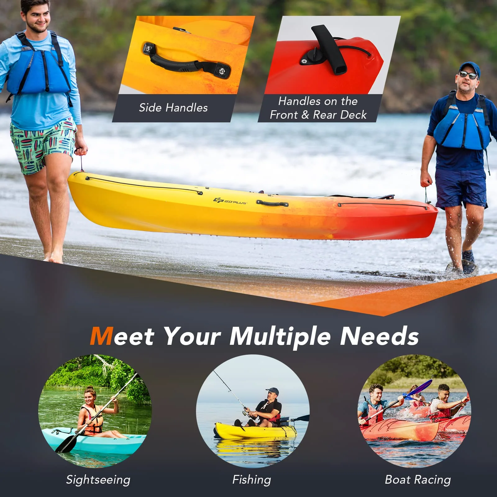 Goplus Sit-on-Top Kayak, 10.2ft Portable Recreational Kayak - Image 7