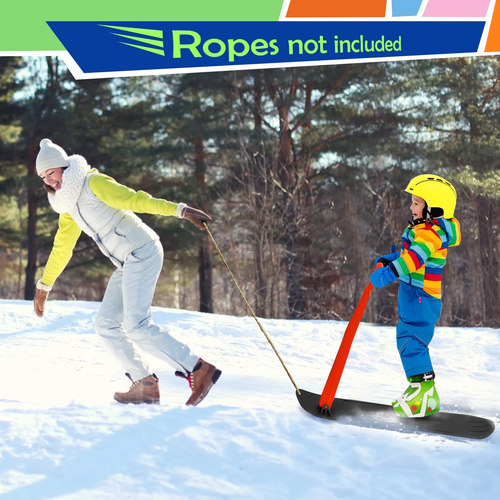 Goplus Ski Scooter Fold-up Snowboard, Snow Scooter W/ Grip Handle - Image 7