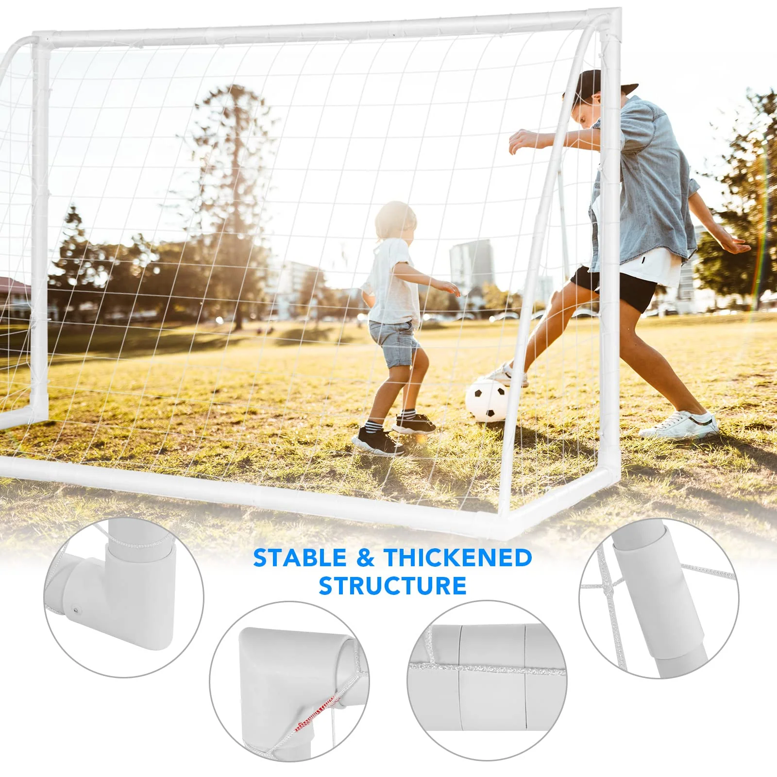 Goplus Soccer Goal, 6 FT x 4 FT Soccer Net with Strong PVC Frame - Image 6