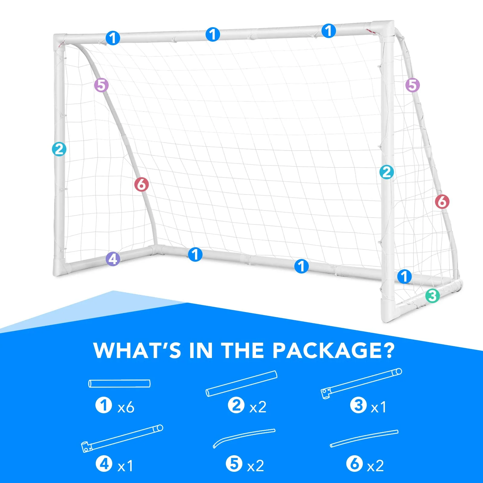 Goplus Soccer Goal, 6 FT x 4 FT Soccer Net with Strong PVC Frame - Image 9