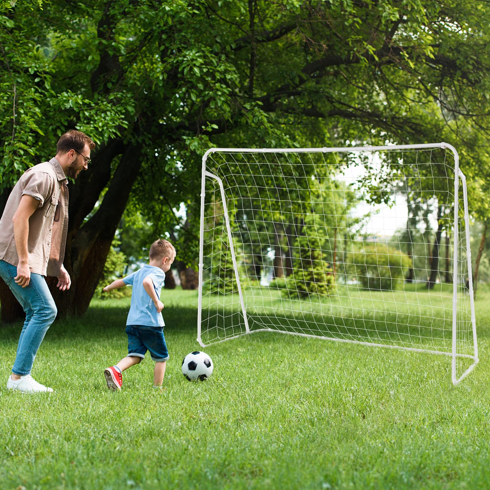Goplus Soccer Goal, 7FT x 5FT Soccer Net for Backyard with Metal Frame - Image 3
