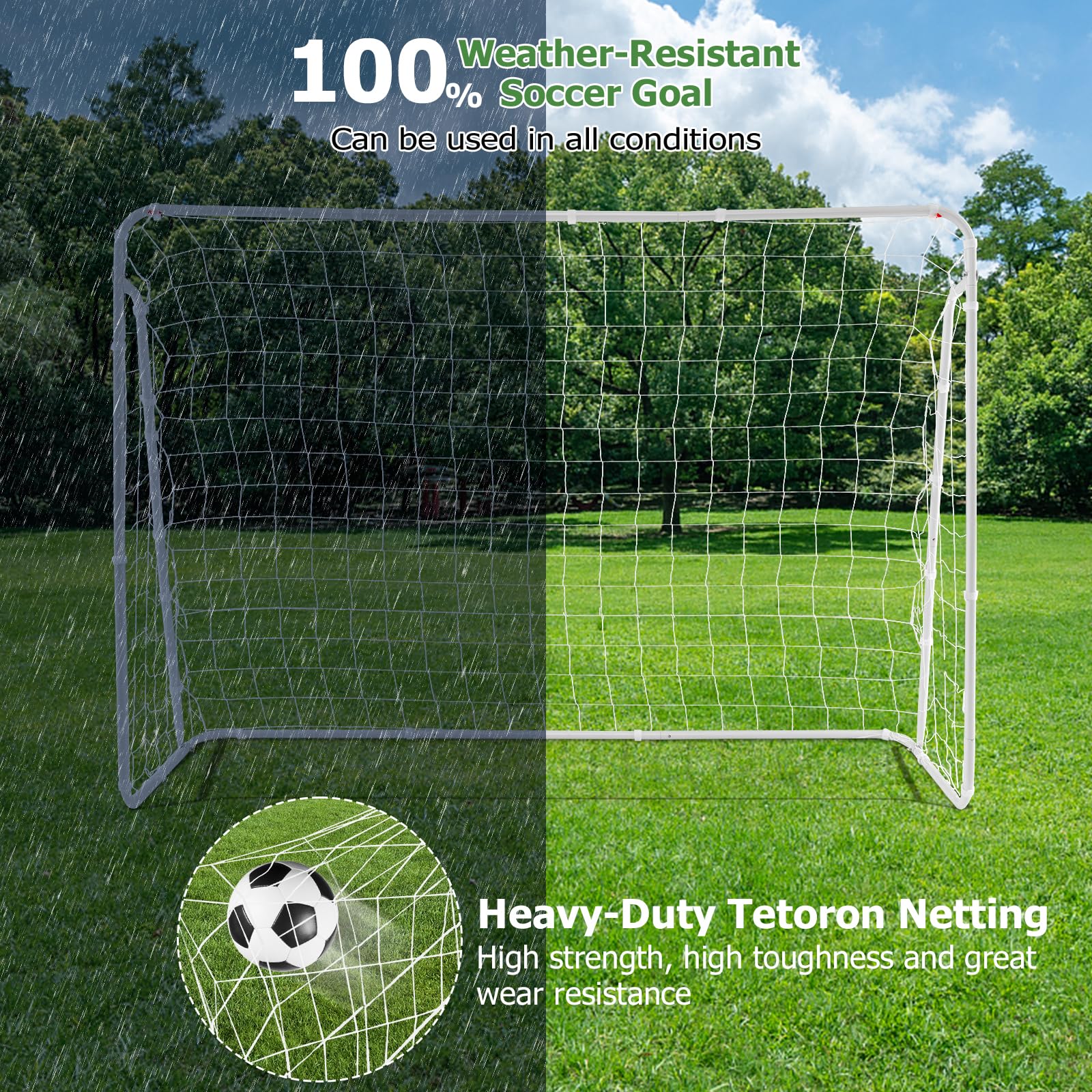 Goplus Soccer Goal, 7FT x 5FT Soccer Net for Backyard with Metal Frame - Image 4