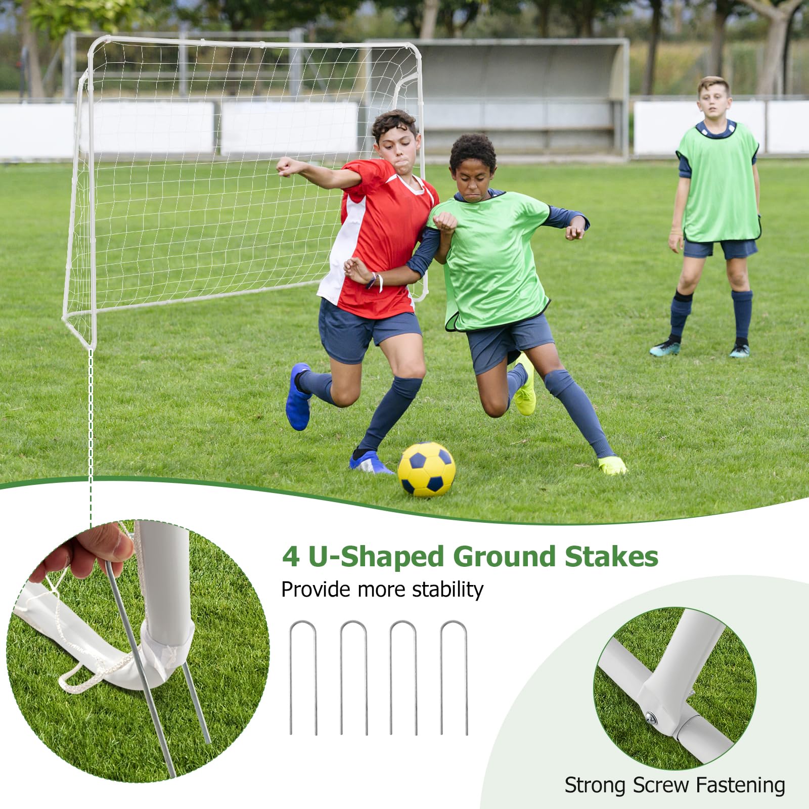 Goplus Soccer Goal, 7FT x 5FT Soccer Net for Backyard with Metal Frame - Image 5