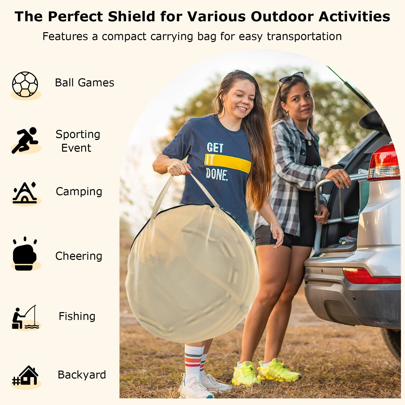Goplus Sports Tent, Pop Up Weather Tent Pod with Carrying Bag, Floor Mat, Wind Rope, 1-2 Person 4.2 x 4.2 ft - Image 6