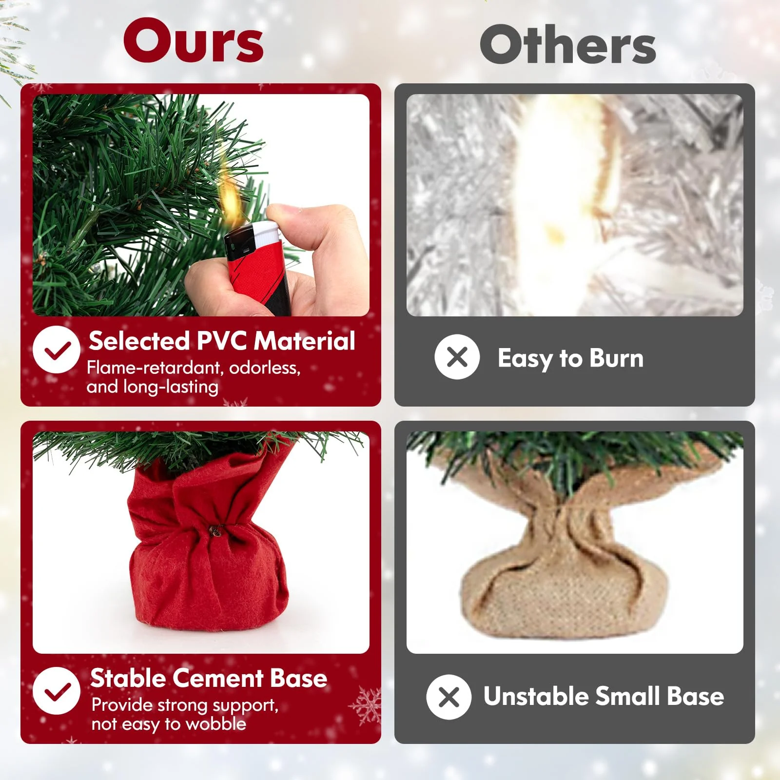 Goplus Tabletop Battery Operated Small Fir Xmas Tree with Warm White LED Lights - Image 5