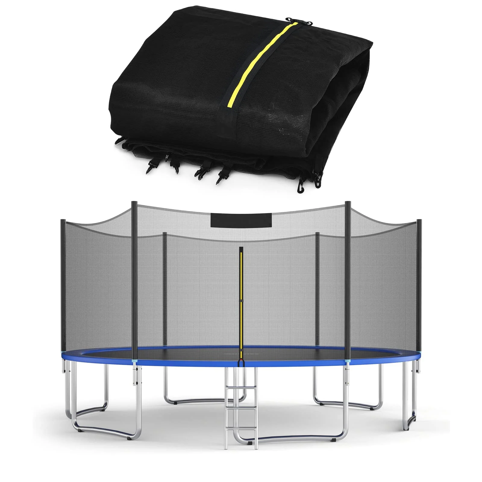 Goplus Trampoline Safety Net for 8FT 10FT 12FT 14FT 15FT 16FT Round Frame Trampoline, Replacement Enclosure Net - Image 10
