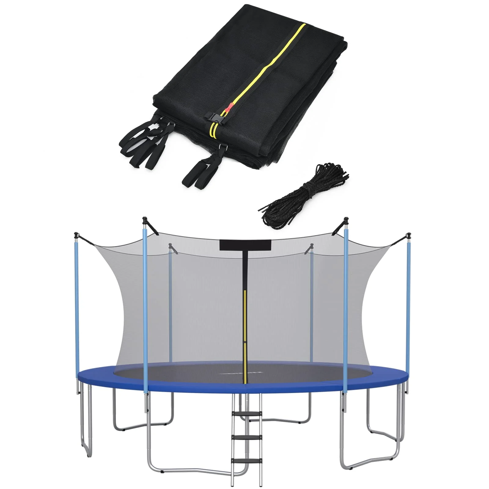 Goplus Trampoline Safety Net for 8FT 10FT 12FT 14FT 15FT 16FT Round Frame Trampoline, Weather-Resistant - Image 10