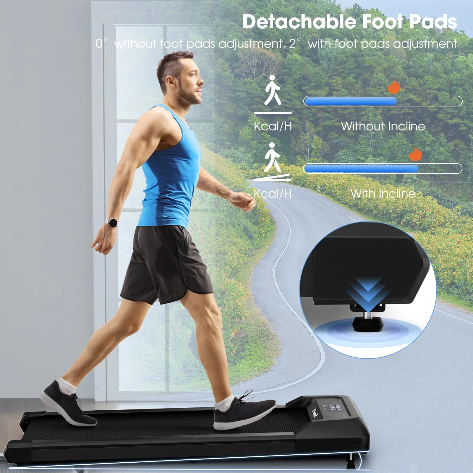 Goplus Walking Pad, 2 in 1 Under Desk Treadmill for Home and Office, Walking Pad Treadmill Under Desk with 265 lbs Capacity - Image 7