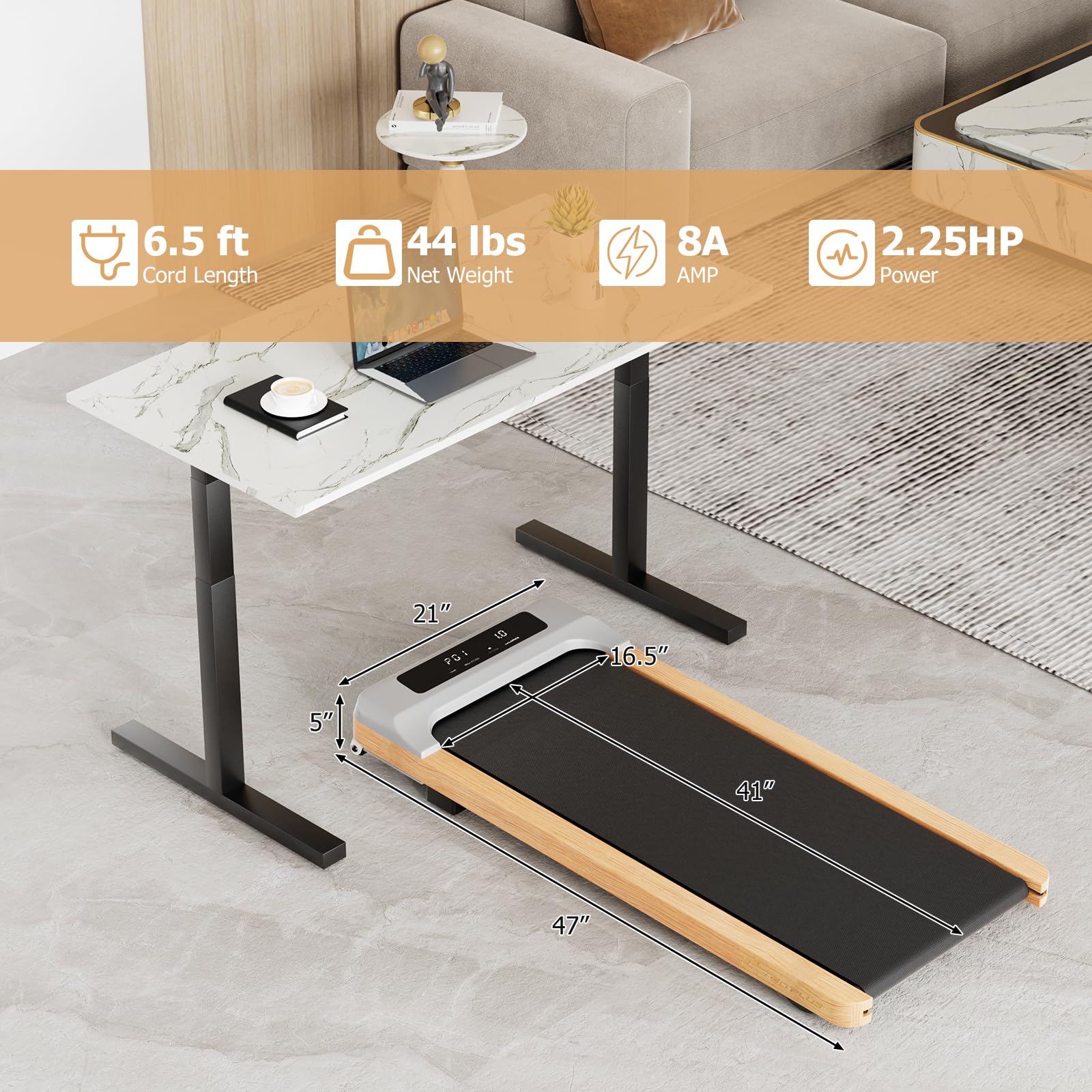 Goplus Walking Pad, Wooden Under Desk Treadmill for Home and Office - Image 9