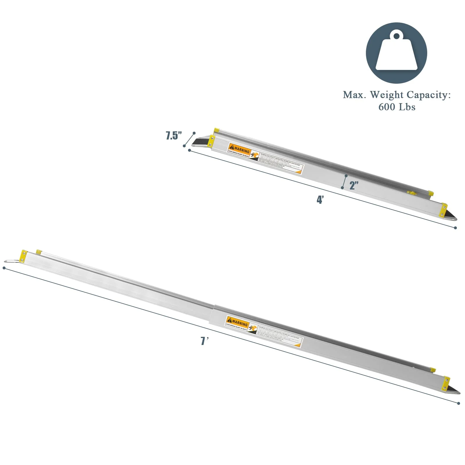 Goplus Wheelchair Ramp, Adjustable Portable Aluminum Ramps with Non-Skid Surface for Steps Home Doorways (A Pair) - Image 3