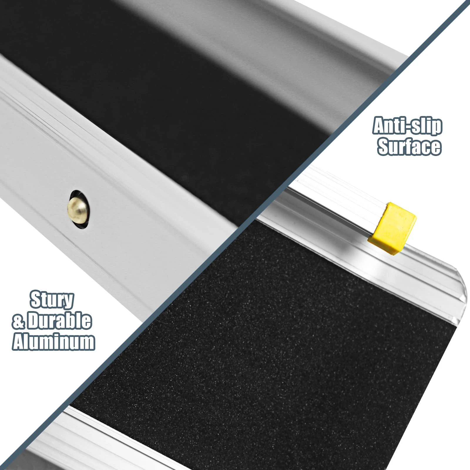 Goplus Wheelchair Ramp, Adjustable Portable Aluminum Ramps with Non-Skid Surface for Steps Home Doorways (A Pair) - Image 4