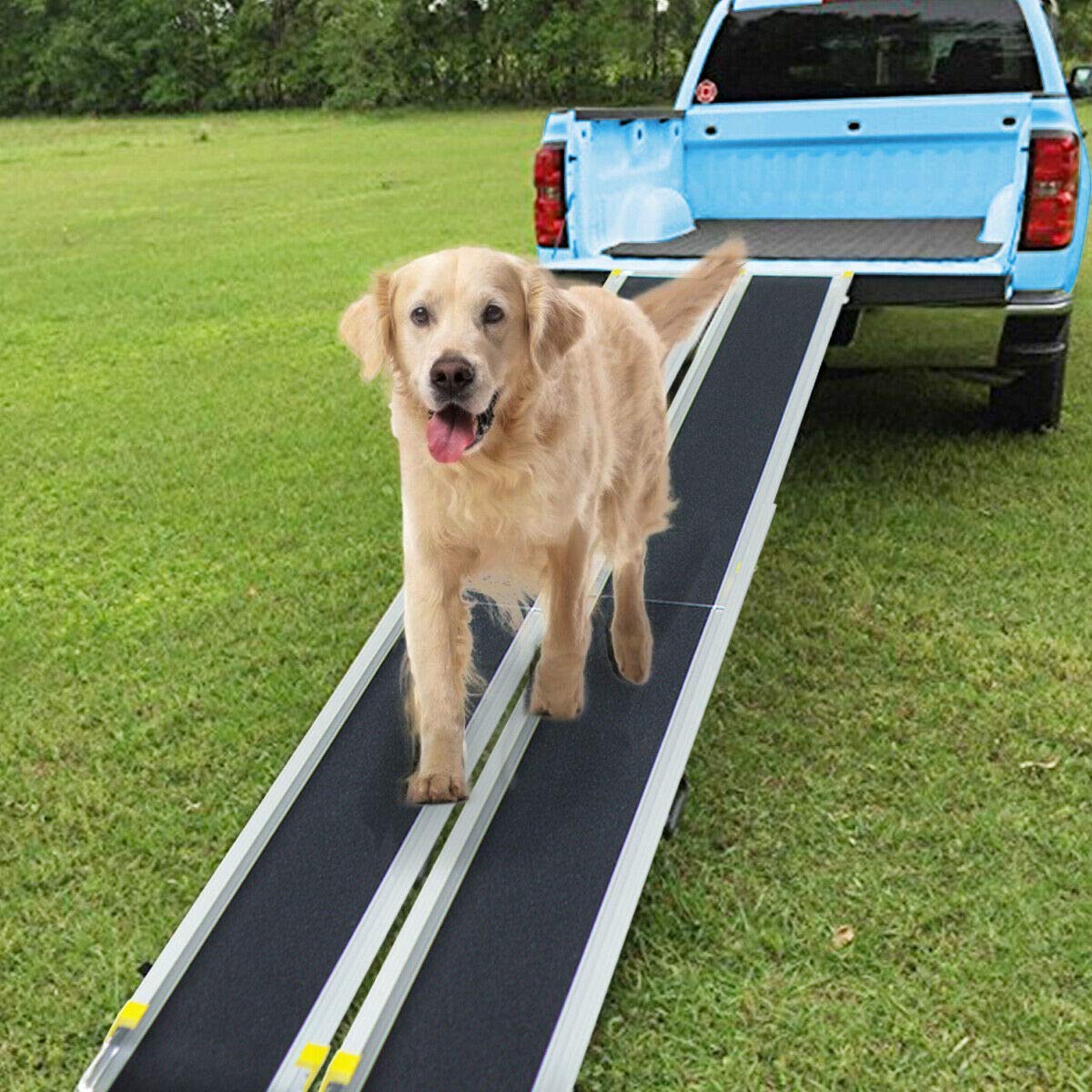 Goplus Wheelchair Ramp, Adjustable Portable Aluminum Ramps with Non-Skid Surface for Steps Home Doorways (A Pair) - Image 8