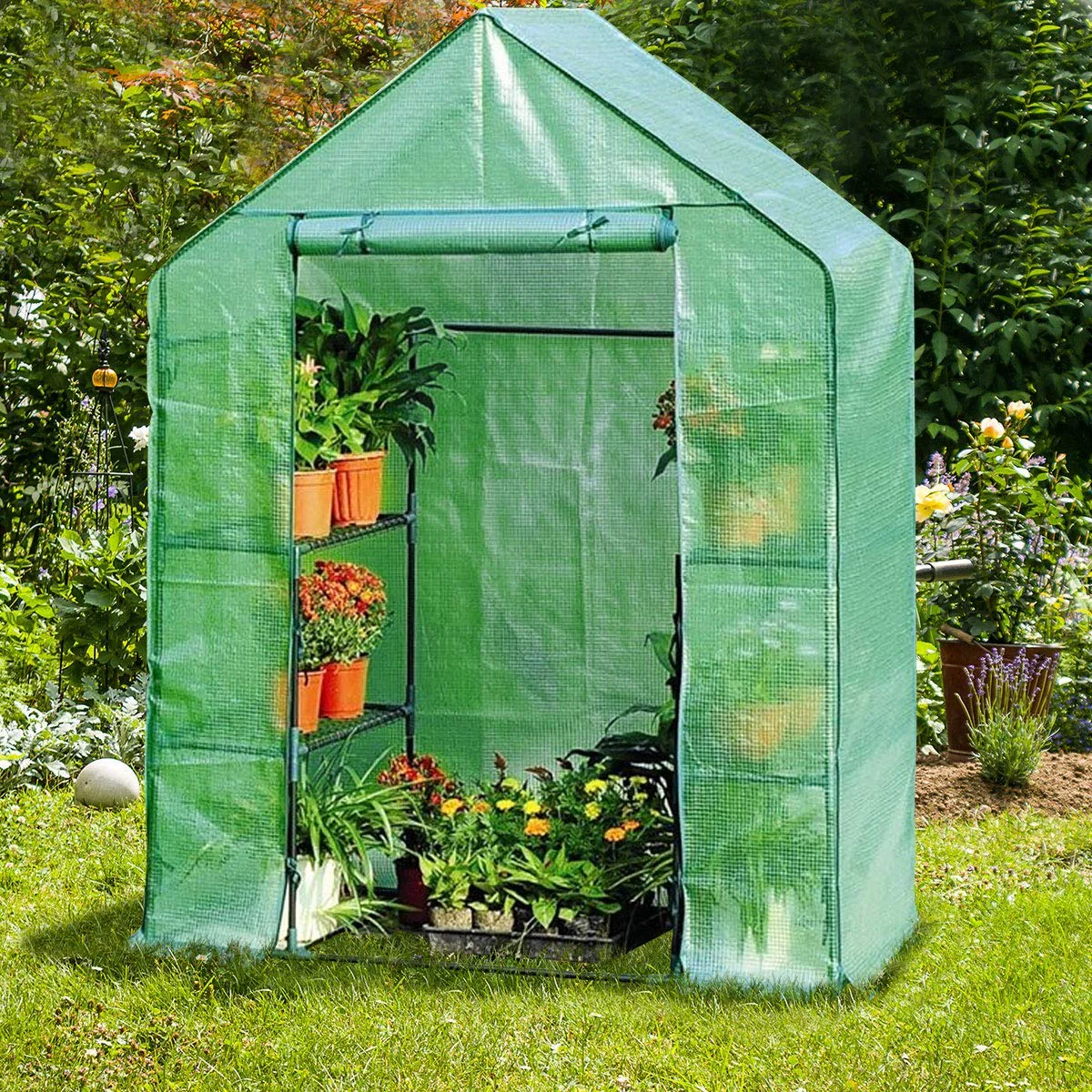 Green House Walk in Plant Gardening Greenhouse Plastic 4-Tier 8 Shelves for Indoor Outdoor, 4.9" x 2.5" x 6.4" - Image 2
