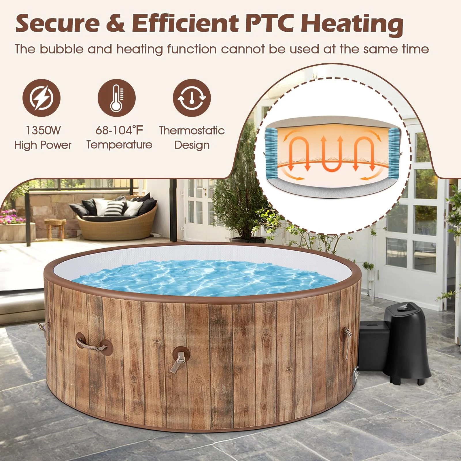 Goplus Inflatable Hot Tub SPA 4-6 Person 72" Round Pool Hottub W/ 120 Air Jets - Image 4