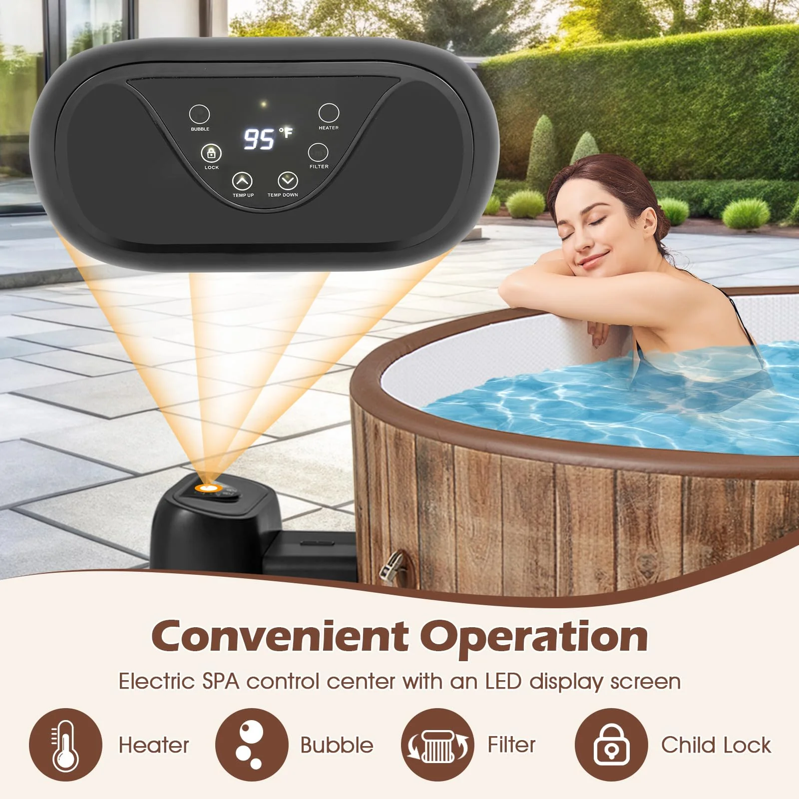 Goplus Inflatable Hot Tub SPA 4-6 Person 72" Round Pool Hottub W/ 120 Air Jets - Image 5