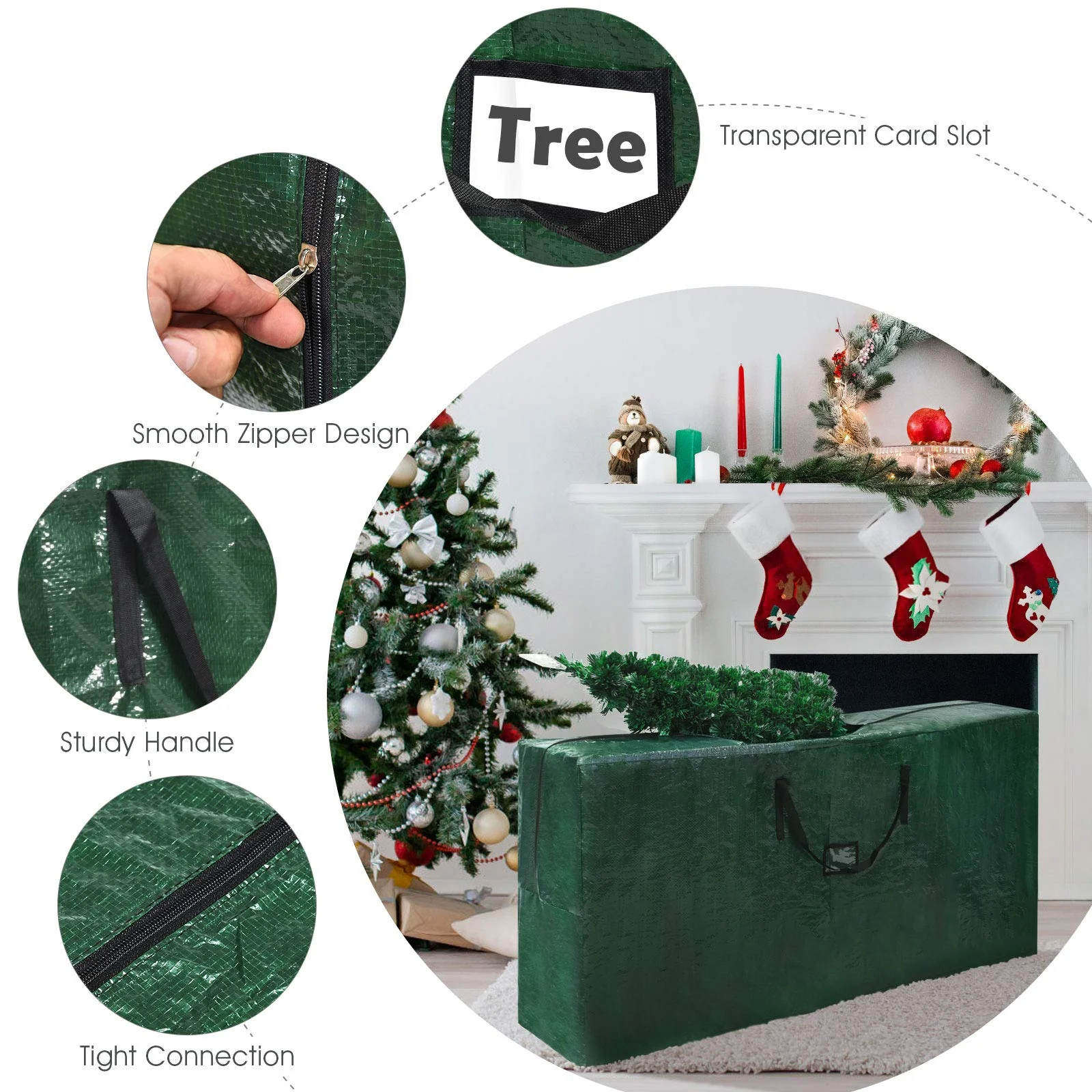 Large Christmas Tree Storage Bag, Fits up to 9 ft Disassembled Xmas Holiday Tree - Image 6