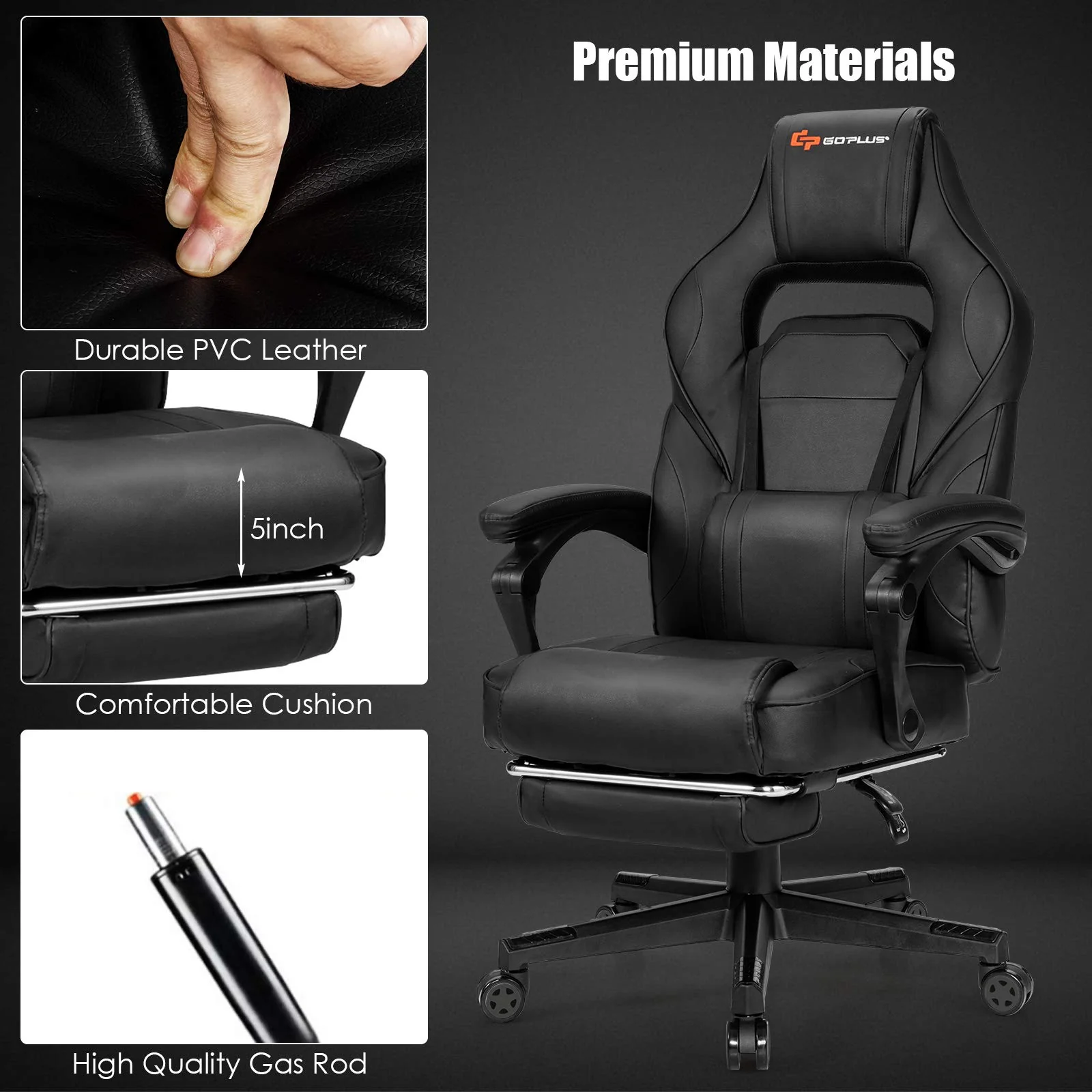 Massage Gaming Chair, Seat Height Adjustment Racing Computer Office Chair - Image 5