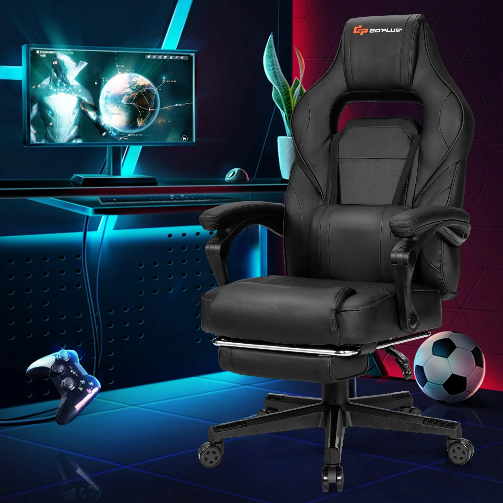 Massage Gaming Chair, Seat Height Adjustment Racing Computer Office Chair - Image 7