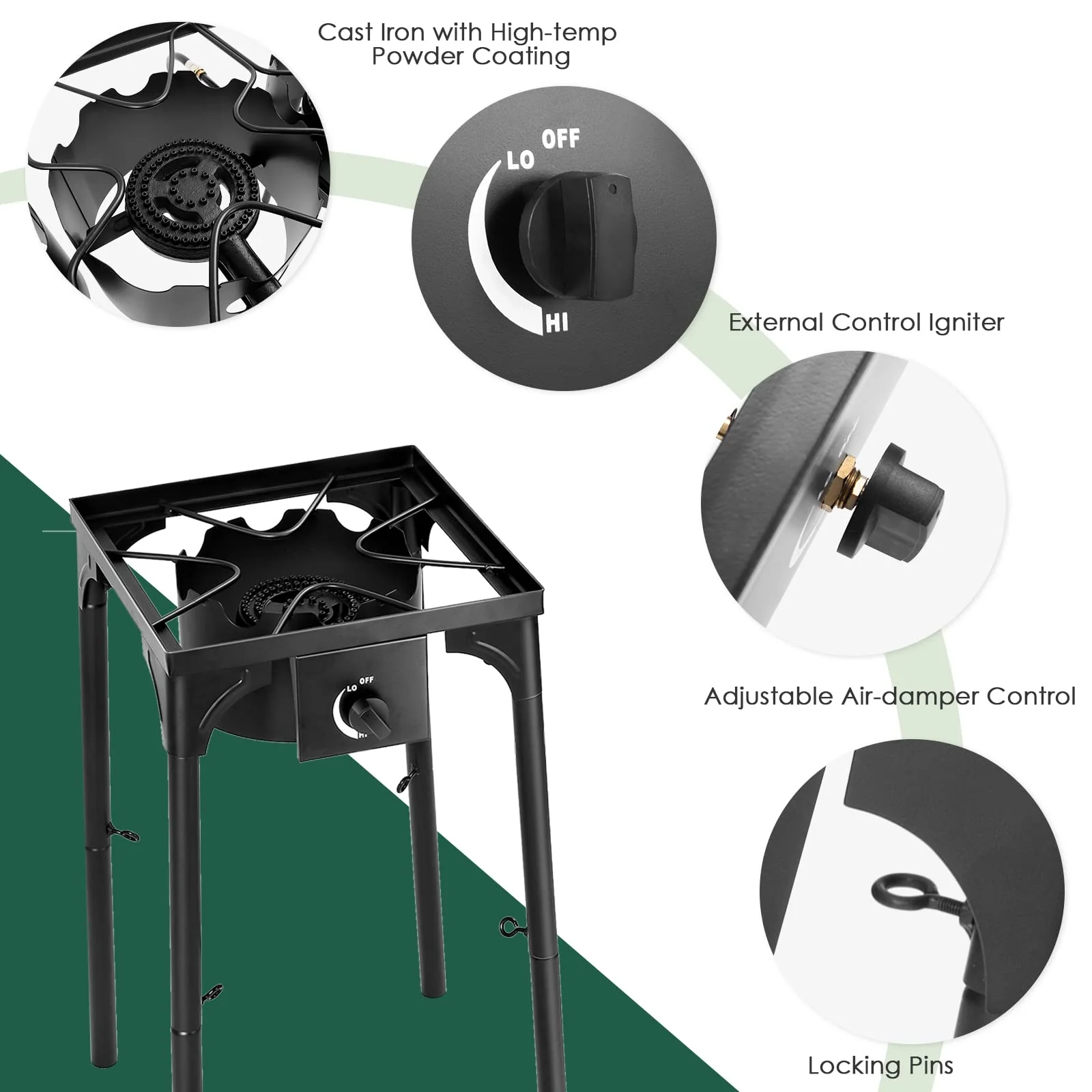 Outdoor 100000 BTU Camp Stove High Pressure Propane Gas Cooker - Image 4