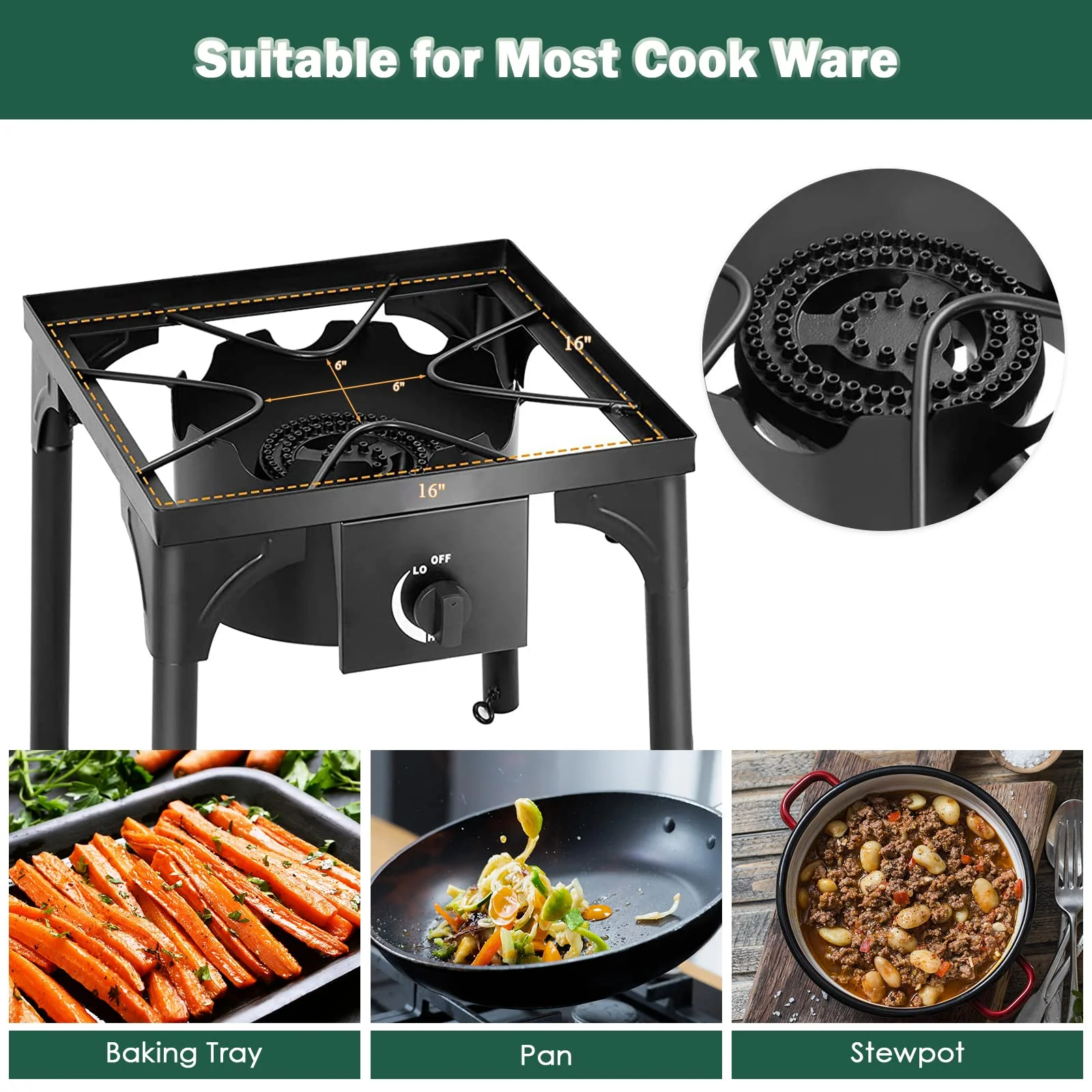 Outdoor 100000 BTU Camp Stove High Pressure Propane Gas Cooker - Image 6