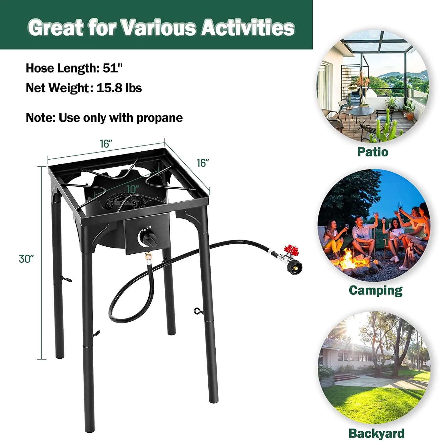 Outdoor 100000 BTU Camp Stove High Pressure Propane Gas Cooker - Image 8