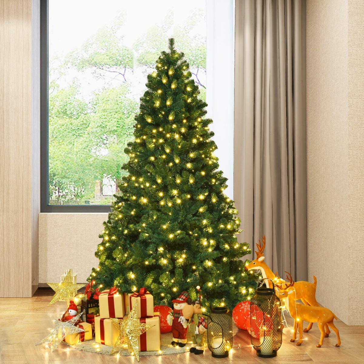 Pre-Lit Artificial Christmas Tree, Premium Hinged Spruce Tree - Image 3