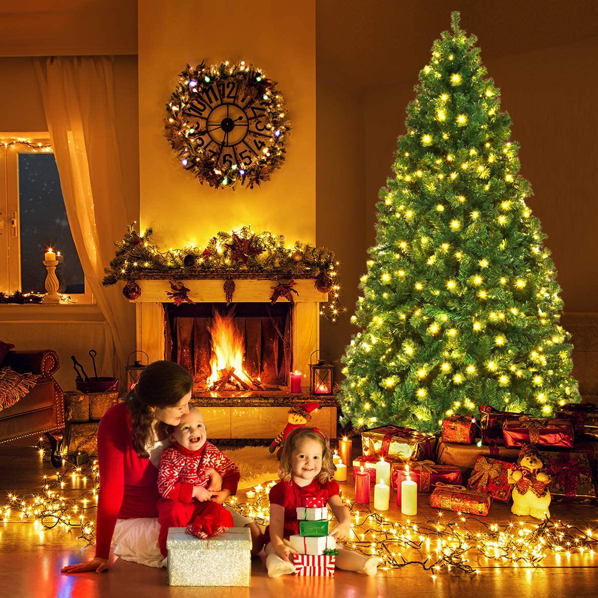 Pre-Lit Artificial Christmas Tree, Premium Hinged Spruce Tree - Image 4