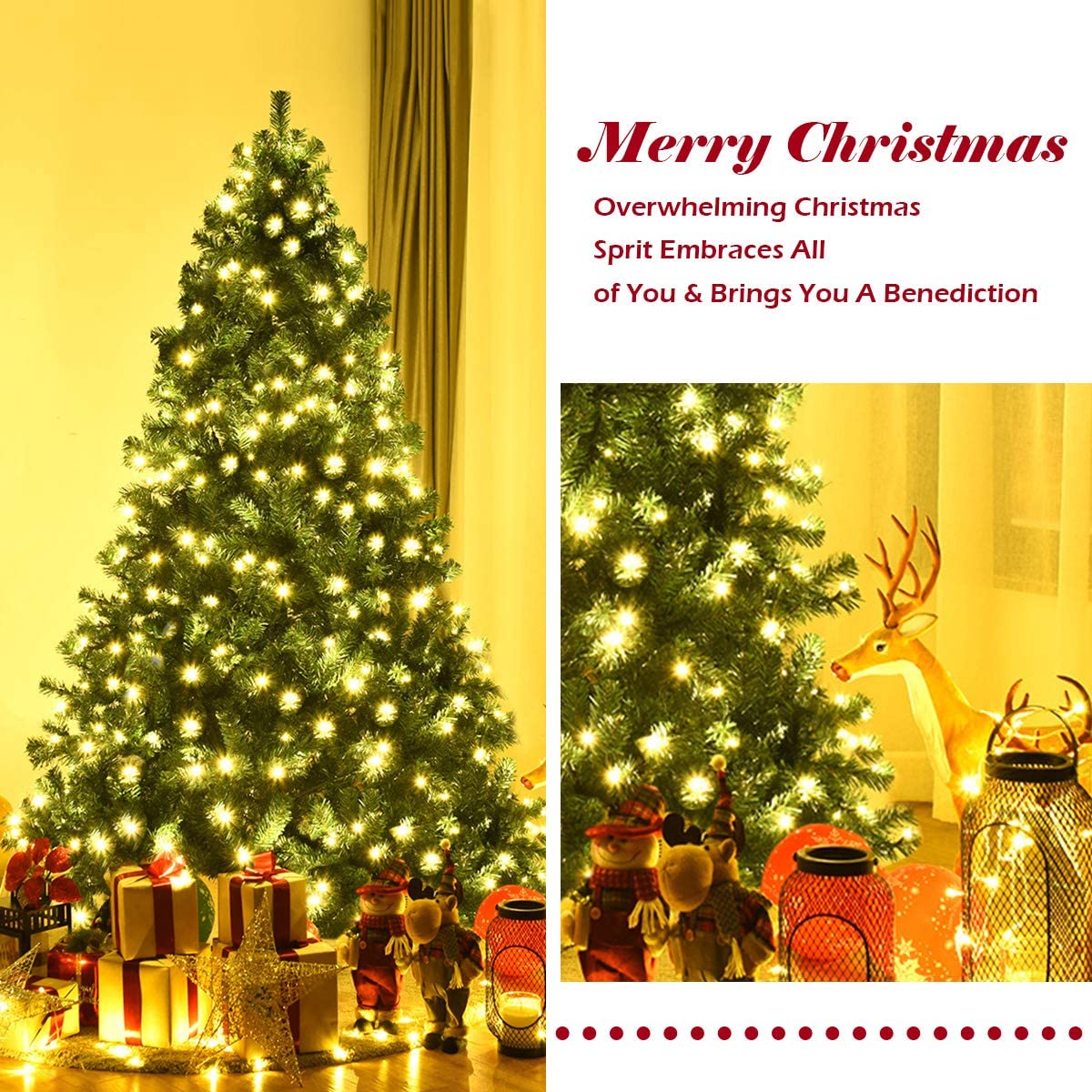 Pre-Lit Artificial Christmas Tree, Premium Hinged Spruce Tree - Image 6