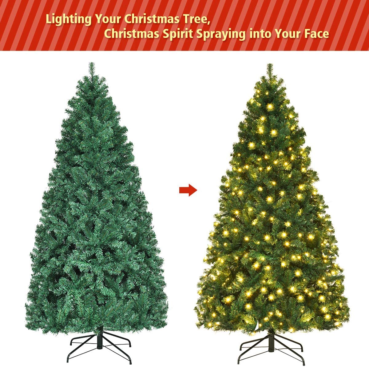 Pre-Lit Artificial Christmas Tree, Premium Hinged Spruce Tree - Image 7