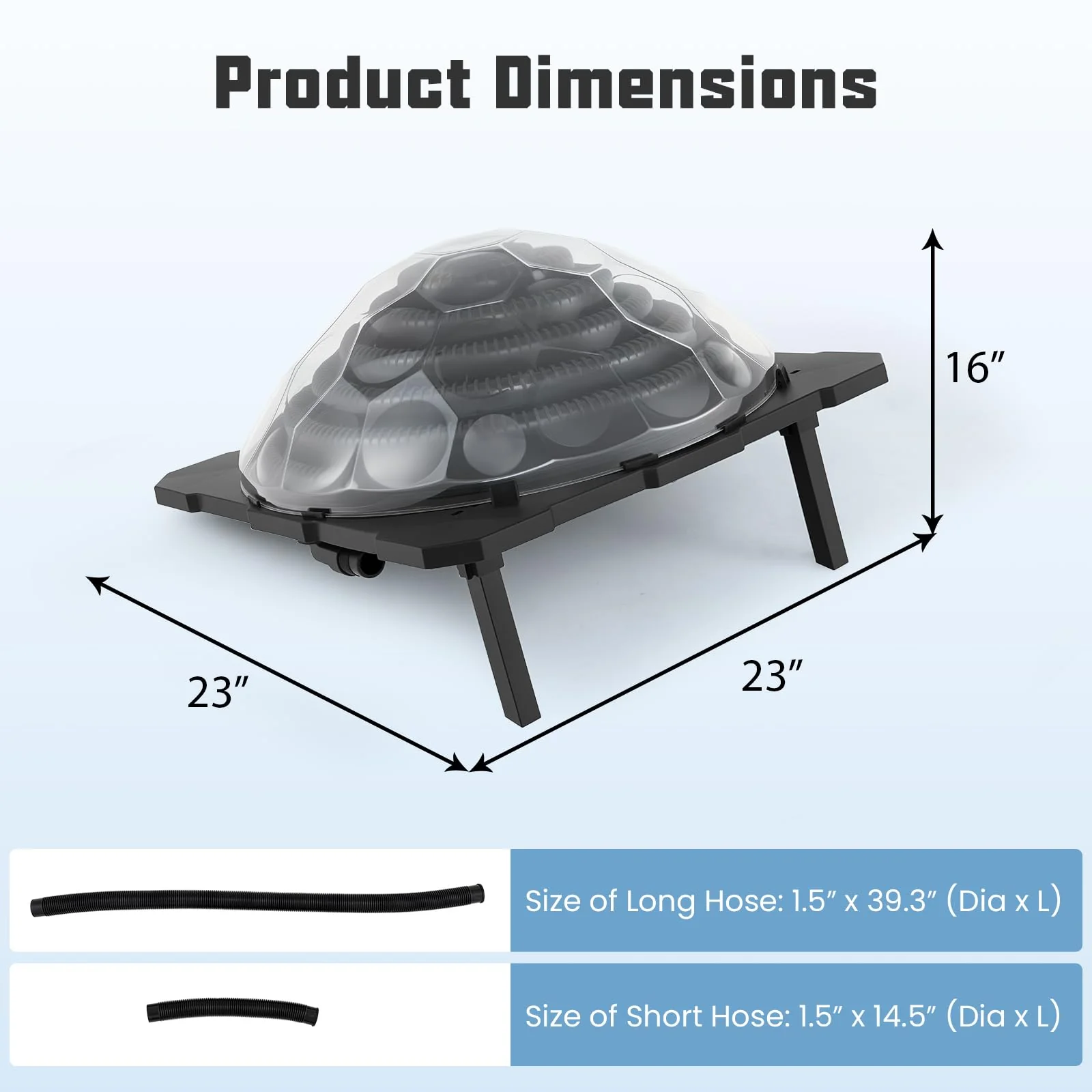 Goplus Solar Pool Heater Above Ground Inground Swimming Pool Dorm Heater with Rotatable Hose Connectors and Foldable Legs - Image 7