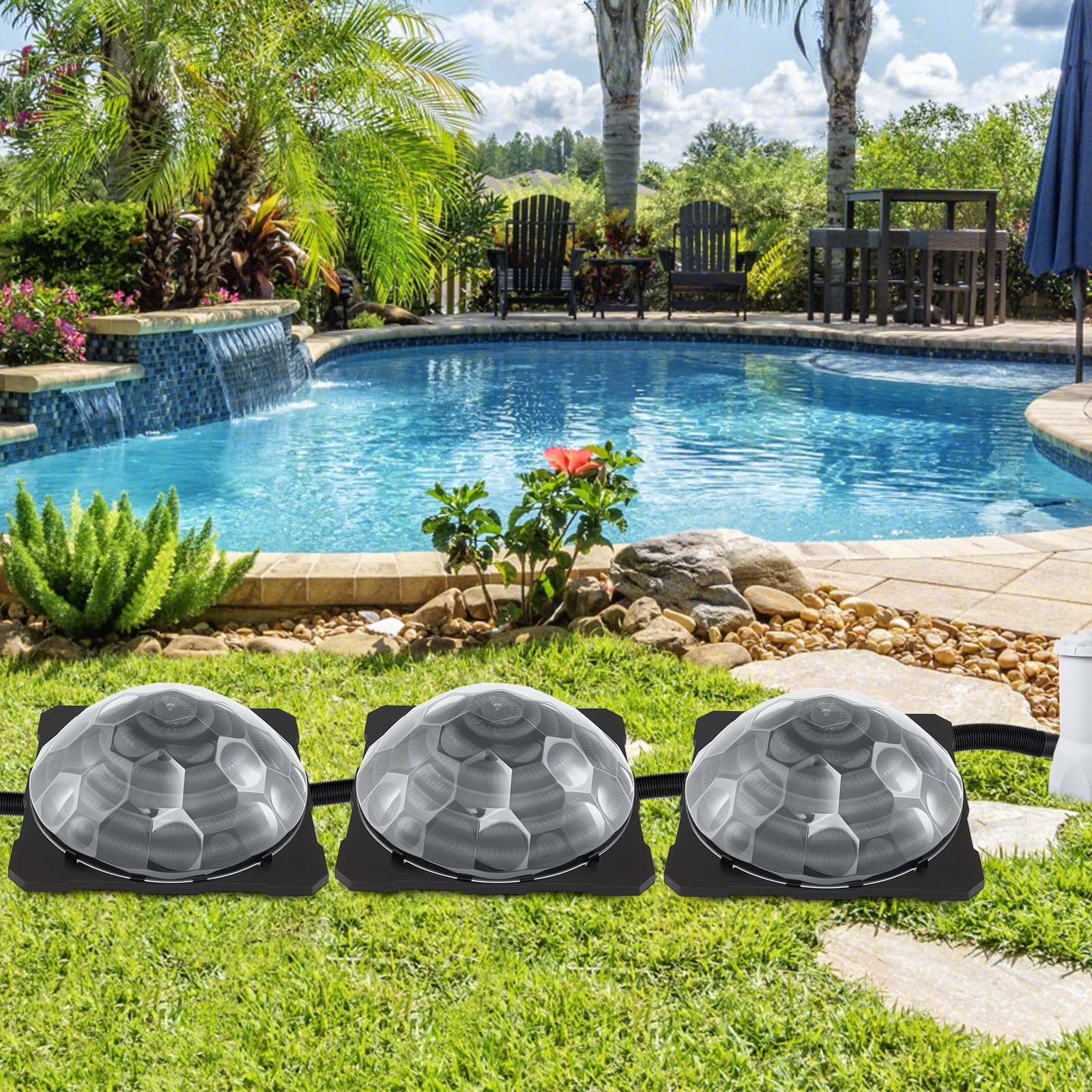 Goplus Solar Pool Heater Above Ground Inground Swimming Pool Dorm Heater with Rotatable Hose Connectors and Foldable Legs - Image 9